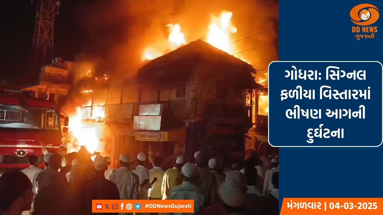 ગોધરા: સિગ્નલ ફળીયા વિસ્તારમાં ભીષણ આગની દુર્ઘટના