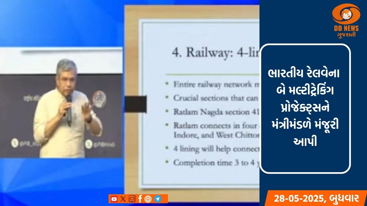 મહારાષ્ટ્ર અને મધ્યપ્રદેશમાં ભારતીય રેલવેના બે મલ્ટીટ્રેકિંગ પ્રોજેક્ટ્સને મંત્રીમંડળે આપી મંજૂરી 