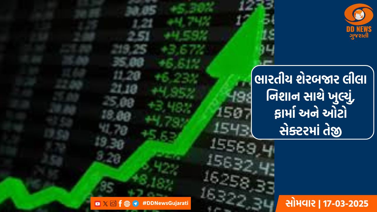 ભારતીય શેરબજાર લીલા નિશાન સાથે ખુલ્યું, ફાર્મા અને ઓટો સેક્ટરમાં તેજી