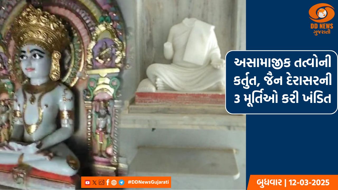 અસામાજીક તત્વોની કર્તુત, જૈન દેરાસરની 3 મૂર્તિઓ કરી ખંડિત