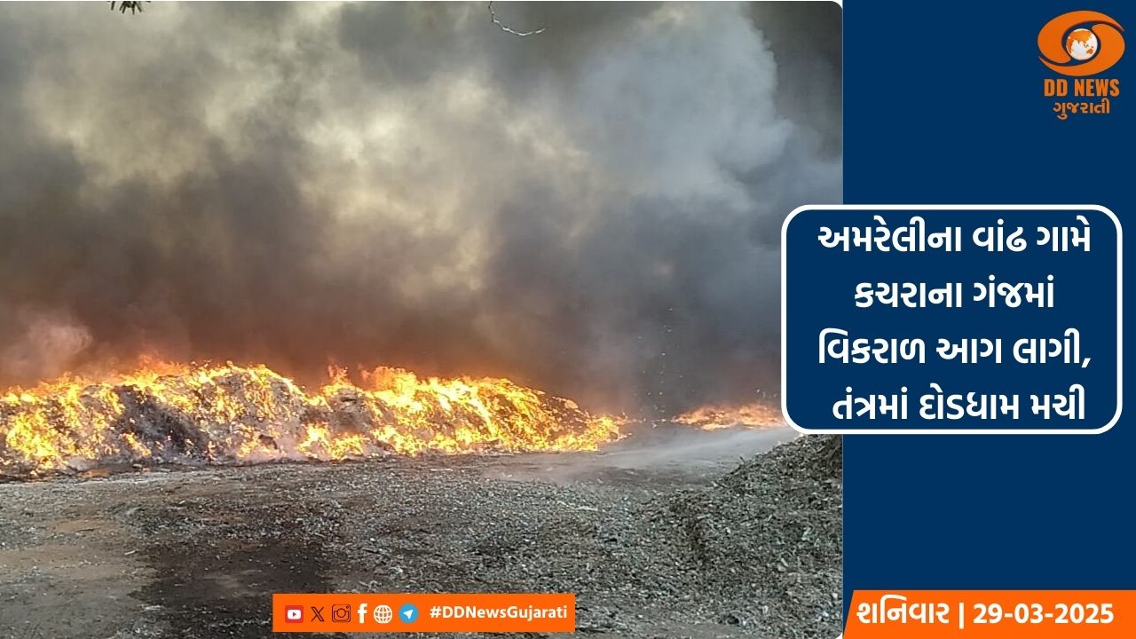 અમરેલીના વાંઢ ગામે વિકરાળ આગ, તંત્રમાં દોડધામ