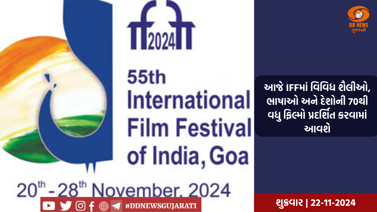 આજે IFFIમાં વિવિધ શૈલીઓ, ભાષાઓ અને દેશોની 70થી વધુ ફિલ્મો પ્રદર્શિત કરવામાં આવશે