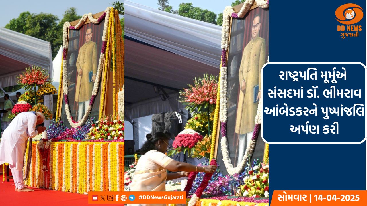 રાષ્ટ્રપતિ મૂર્મૂ અને ઉપરાષ્ટ્રપતિએ સંસદમાં ડૉ. ભીમરાવ આંબેડકરને પુષ્પાંજલિ અર્પણ કરી