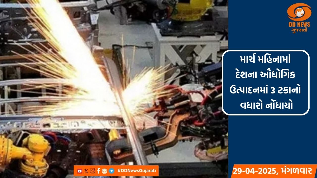 પાવર અને મેન્યુફેક્ચરિંગ ક્ષેત્રના આધાર પર માર્ચમાં ઔદ્યોગિક ઉત્પાદનમાં 3 ટકાનો વધારો