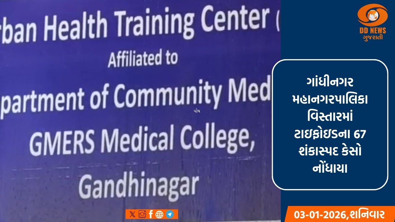 ગાંધીનગરમાં ટાઇફોઇડનો કહેર: સેક્ટર 24 સહિત અનેક વિસ્તારોમાં 67 શંકાસ્પદ કેસ