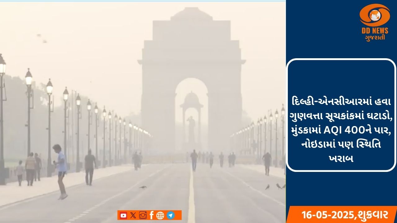 દિલ્હી-એનસીઆરમાં હવા ગુણવત્તા સૂચકાંકમાં ઘટાડો, મુંડકામાં AQI 400ને પાર, નોઇડામાં પણ સ્થિતિ ખરાબ