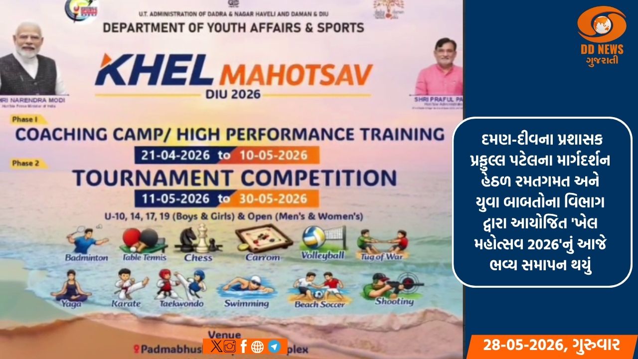 દીવમાં 'ખેલ મહોત્સવ 2026નું ભવ્ય સમાપન: મહિલા ખેલાડીઓનું સન્માન