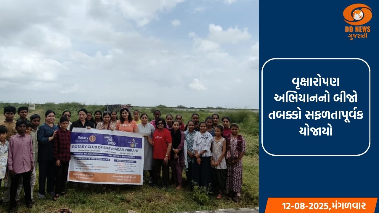 ભાવનગર વાયબ્રન્ટ દ્વારા રિજનલ સાયન્સ સેન્ટર ખાતે વૃક્ષારોપણ અભિયાનનો બીજો તબક્કો સફળતાપૂર્વક યોજાયો