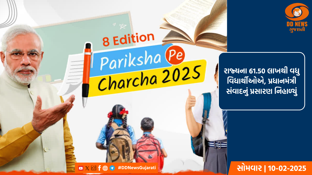રાજ્યના 61.50 લાખથી વધુ વિધાર્થીઓએ, પ્રધાનમંત્રી સંવાદનું પ્રસારણ નિહાળ્યું