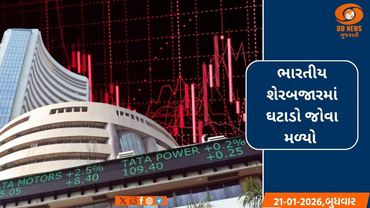 કારોબારના અંતે ભારતીય શેરબજારમાં ઘટાડો