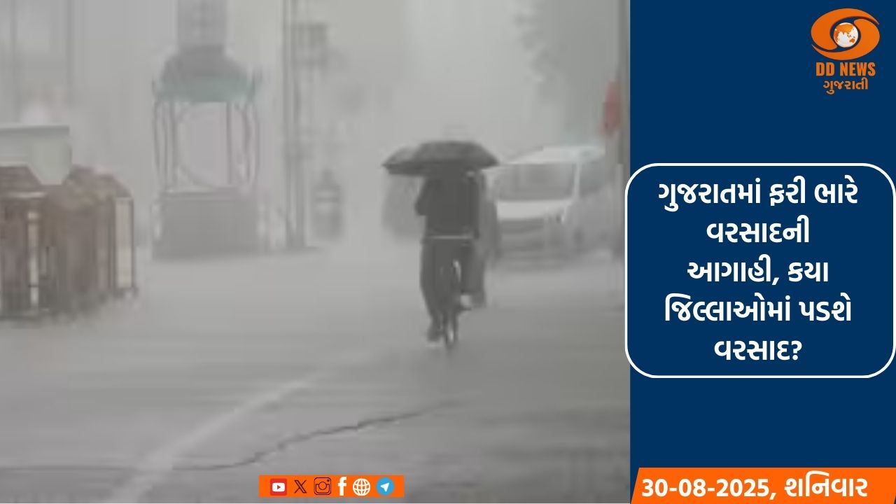 ગુજરાતમાં ફરી ભારે વરસાદની આગાહી, કયા જિલ્લાઓમાં પડશે વરસાદ?