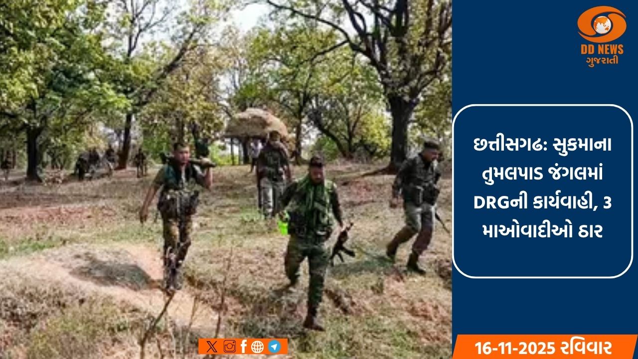 છત્તીસગઢ: સુકમાના તુમલપાડ જંગલમાં DRGની કાર્યવાહી, 3 માઓવાદીઓ ઠાર