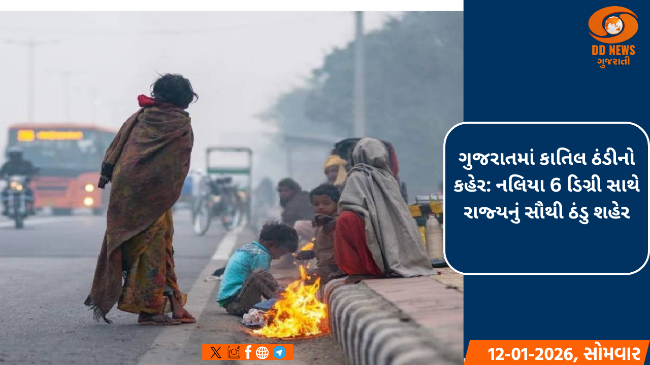 ગુજરાતમાં કાતિલ ઠંડીનો કહેર: નલિયા 6 ડિગ્રી સાથે રાજ્યનું સૌથી ઠંડુ શહેર