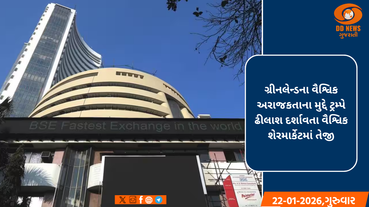 ગ્રીનલેન્ડના વૈશ્વિક અરાજકતાના મુદ્દે ટ્રમ્પે ઢીલાશ દર્શાવતા વૈશ્વિક શેરમાર્કેટમાં તેજી