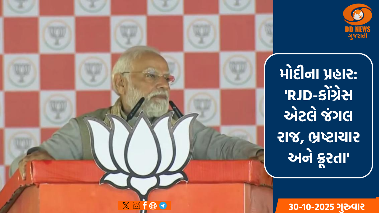 પાંચ શબ્દોથી આરજેડી-કોંગ્રેસની ઓળખ: બંદૂકો, ક્રૂરતા, કડવાશ, કુશાસન અને ભ્રષ્ટાચાર - પીએમ મોદી