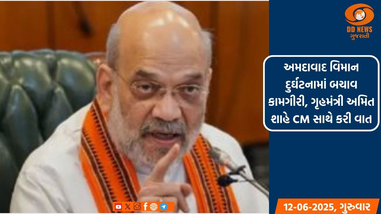 અમદાવાદ વિમાન દુર્ઘટનામાં બચાવ કામગીરી, ગૃહમંત્રી અમિત શાહે CM સાથે કરી વાત