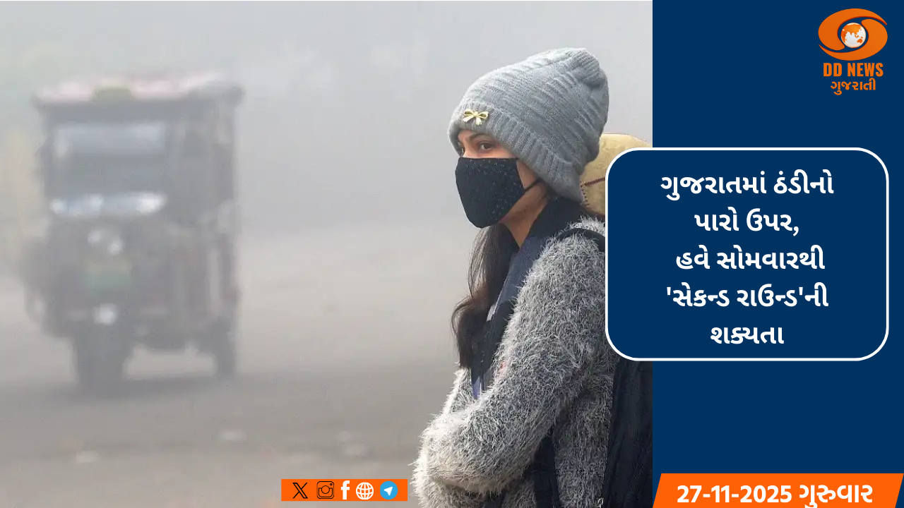 ગુજરાતમાં ઠંડીનો પારો ઉપર, હવે સોમવારથી 'સેકન્ડ રાઉન્ડ'ની શક્યતા