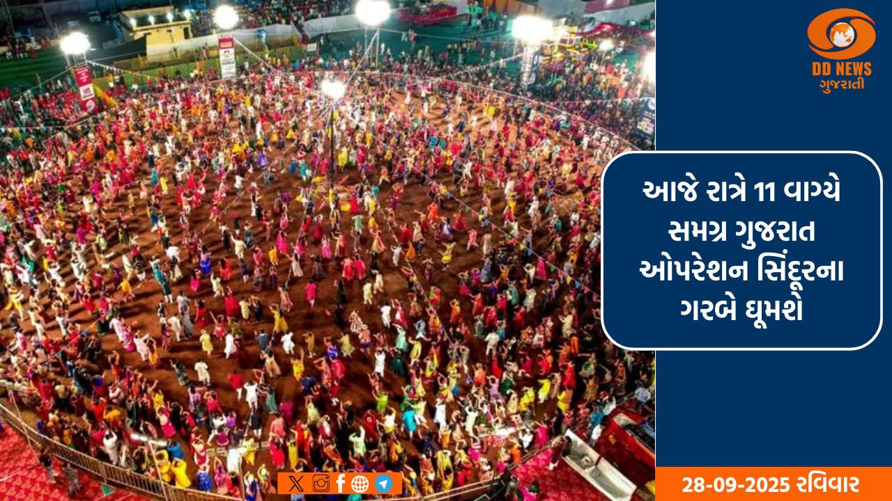 આજે રાત્રે 11 વાગ્યે સમગ્ર ગુજરાત ઓપરેશન સિંદૂરના ગરબે ઘૂમશે, ગૃહ રાજ્યમંત્રી હર્ષ સંઘવીએ વિશ્વવિક્રમ સર્જવા કરી હાકલ
