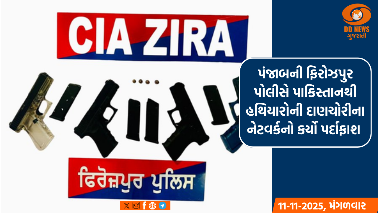 પંજાબની ફિરોઝપુર પોલીસે પાકિસ્તાનથી હથિયારોની દાણચોરીના નેટવર્કનો કર્યો પર્દાફાશ 