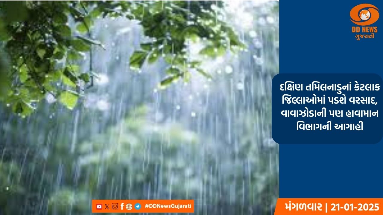 દક્ષિણ તમિલનાડુનાં કેટલાક જિલ્લાઓમાં પડશે વરસાદ, વાવાઝોડાની પણ હાવામાન વિભાગની આગાહી