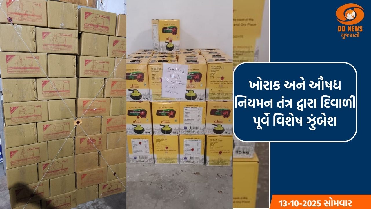 ગુજરાતમાં દિવાળી પહેલાં ખોરાક અને ઔષધ નિયમન તંત્રની મોટી ઝુંબેશ: રૂ.41 લાખના ભેળસેળયુક્ત ખાદ્ય પદાર્થો જપ્ત-નાશ કરાયા
