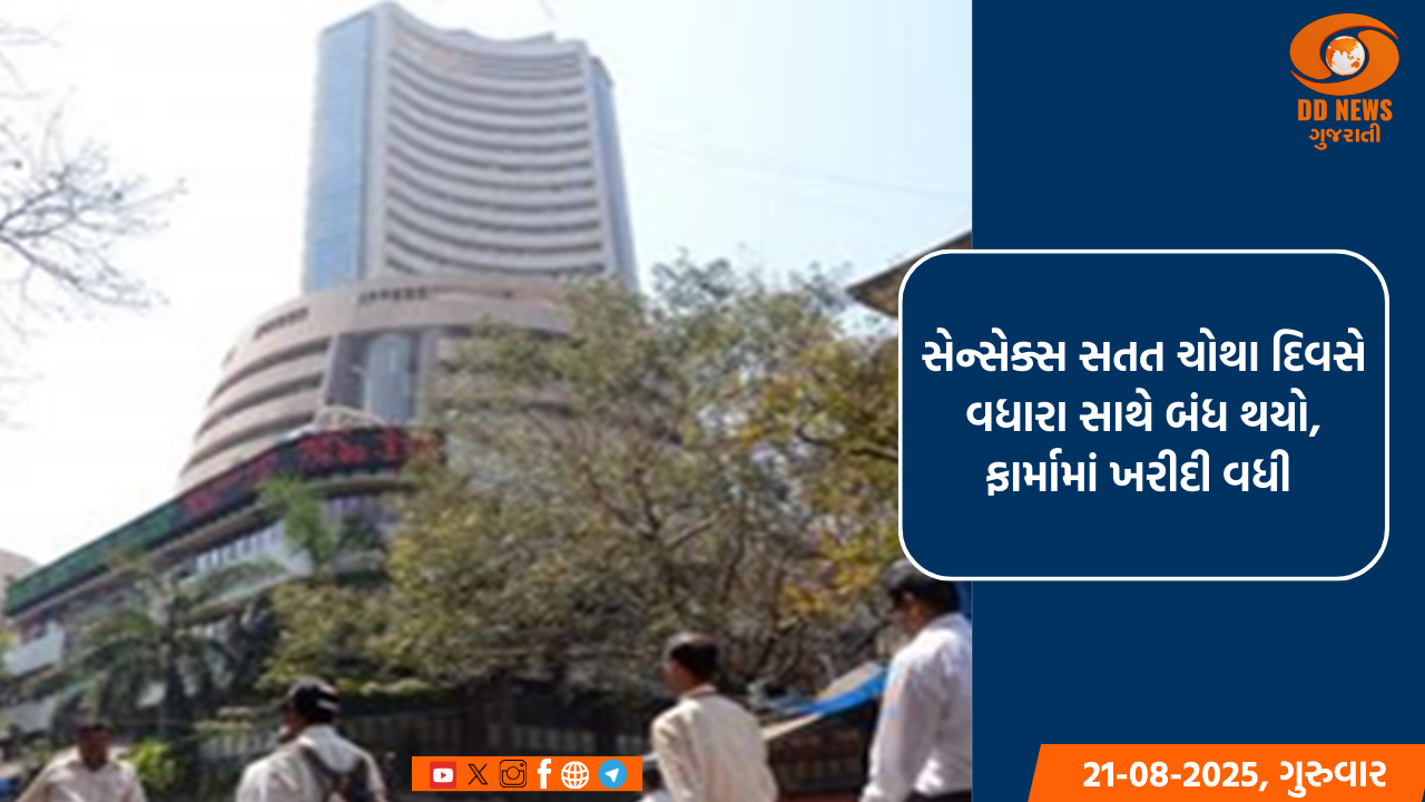 સેન્સેક્સ સતત ચોથા દિવસે વધારા સાથે બંધ થયો, ફાર્મામાં ખરીદી વધી 