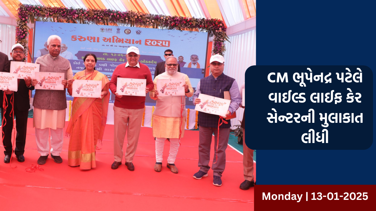 મુખ્યમંત્રી ભૂપેન્દ્ર પટેલે કરુણા અભિયાન અંતર્ગત અમદાવાદના બોડકદેવમાં આવેલા વાઇલ્ડ લાઇફ કેર સેન્ટરની મુલાકાત લીધી