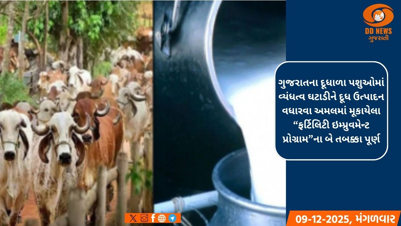 FIP હેઠળ બે તબક્કામાં રાજ્યના ૫,૩૩૪ ગામોમાં ૧૦,૭૧૨ પશુ સારવાર કેમ્પ યોજાયા