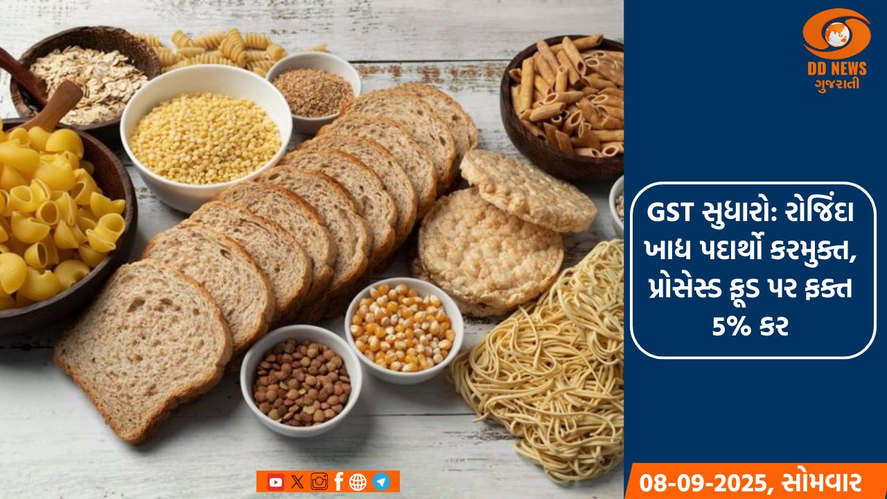 GST સુધારો: રોજિંદા ખાદ્ય પદાર્થો કરમુક્ત, પ્રોસેસ્ડ ફૂડ પર ફક્ત 5% કર
