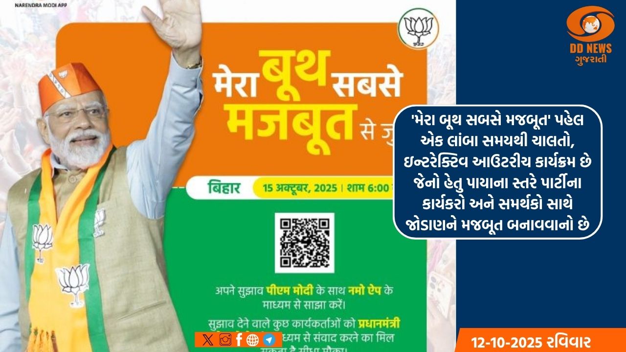 પ્રધાનમંત્રીએ 15 ઓક્ટોબરે બિહારના ભાજપ કાર્યકરોને 'મેરા બૂથ સબસે મજબૂત' અભિયાનમાં જોડાવવા આમંત્રણ આપ્યું 