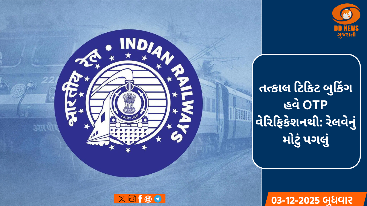  રેલવેનું યાત્રીઓના હિતમાં મોટું પગલું: હવે ઓટીપી વેરિફિકેશન દ્વારા થશે તત્કાલ ટિકિટનું બુકિંગ
