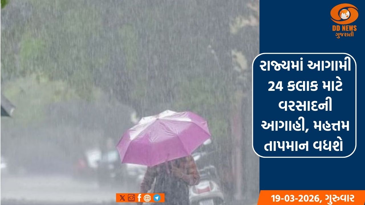 રાજ્યમાં આગામી 24 કલાક માટે વરસાદની આગાહી, મહત્તમ તાપમાન વધશે 