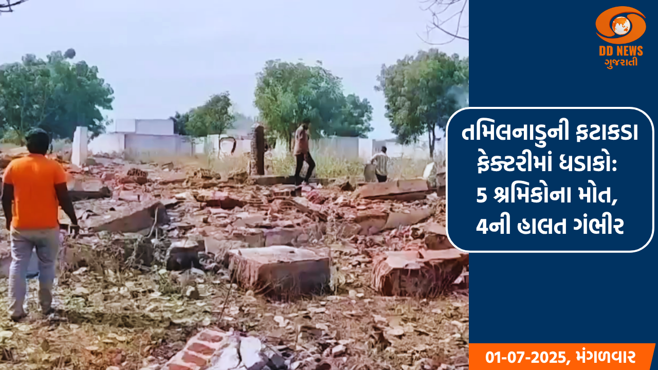 તમિલનાડુની ફટાકડા ફેક્ટરીમાં ધડાકો: 5 શ્રમિકોના મોત, 4ની હાલત ગંભીર