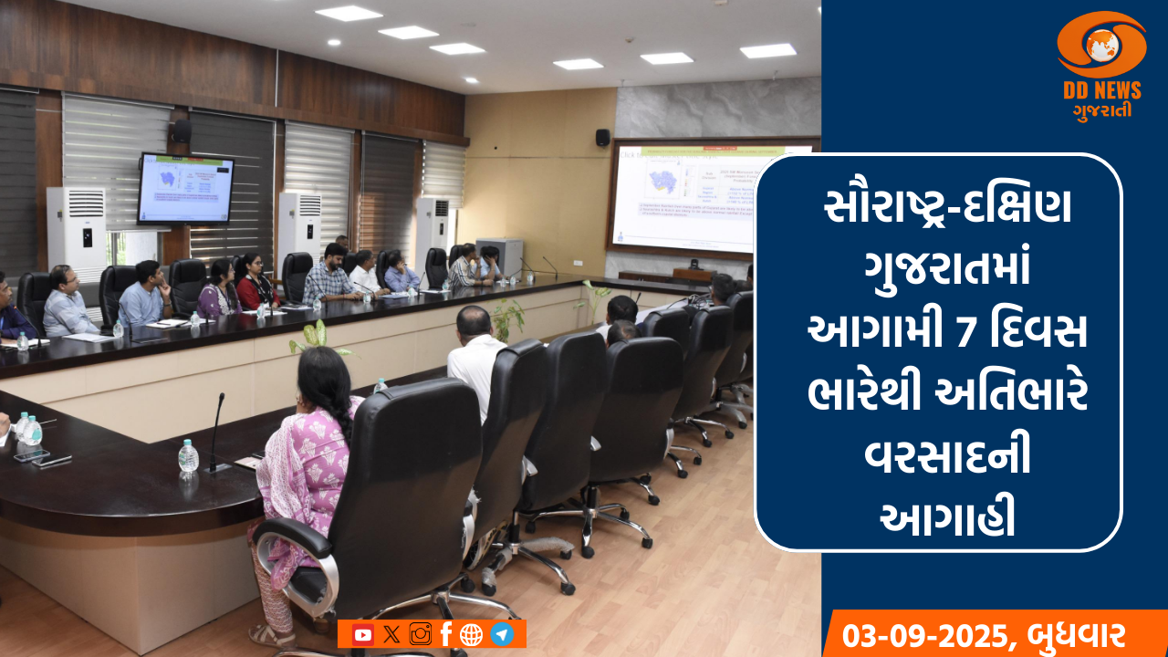 સૌરાષ્ટ્ર-દક્ષિણ ગુજરાતમાં આગામી 7 દિવસ ભારેથી અતિભારે વરસાદની આગાહી