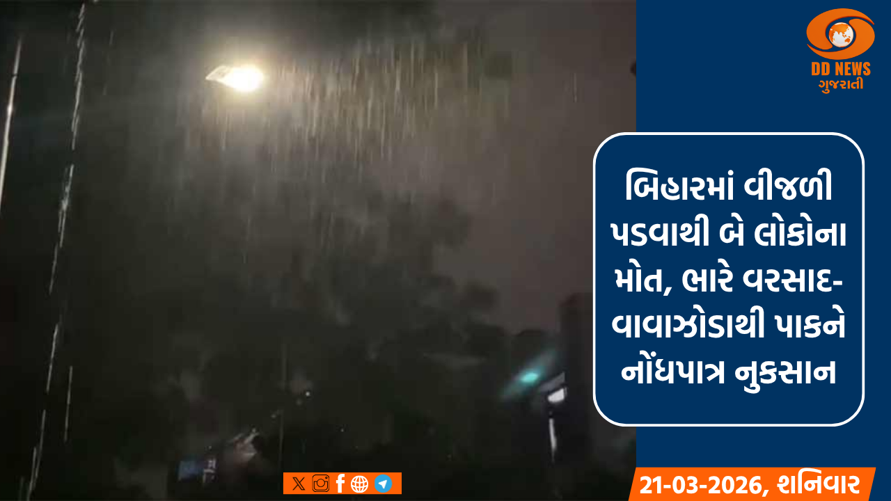 બિહારમાં વીજળી પડવાથી બે લોકોના મોત, ભારે વરસાદ-વાવાઝોડાથી પાકને નોંધપાત્ર નુકસાન