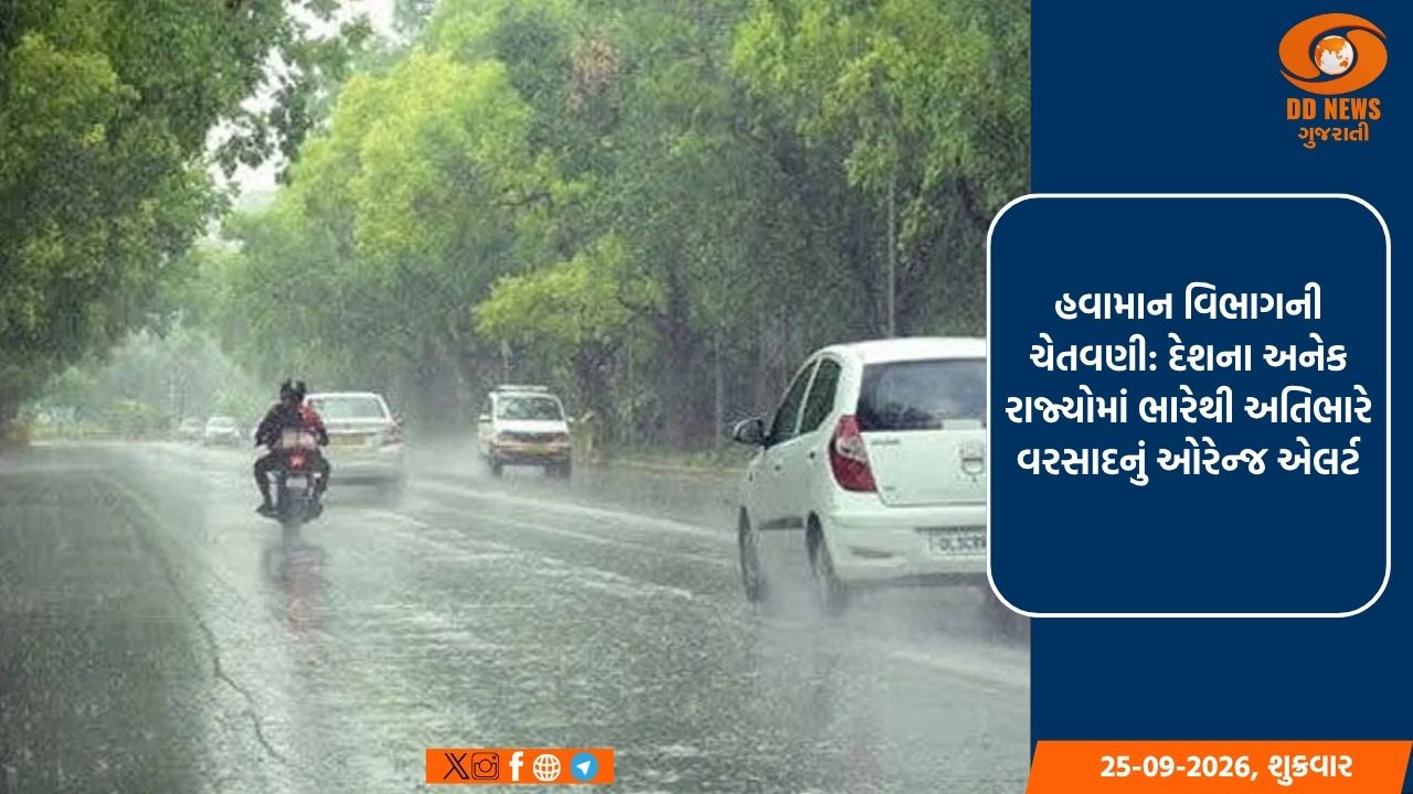 હવામાન વિભાગની ચેતવણી: દેશના અનેક રાજ્યોમાં ભારેથી અતિભારે વરસાદનું ઓરેન્જ એલર્ટ