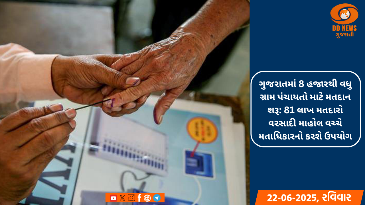 ગુજરાતમાં 8 હજારથી વધુ ગ્રામ પંચાયતો માટે મતદાન શરૂ: 81 લાખ મતદારો વરસાદી માહોલ વચ્ચે મતાધિકારનો કરશે ઉપયોગ 