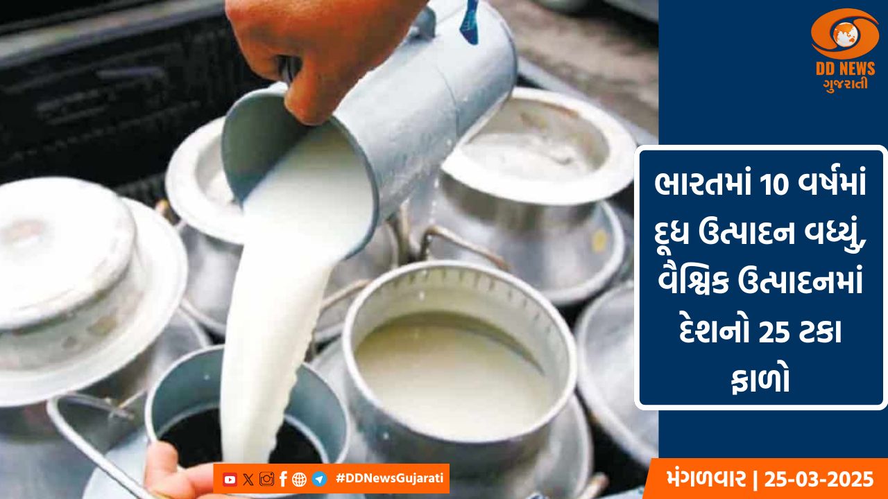 ભારતમાં 10 વર્ષમાં દૂધ ઉત્પાદનમાં થયો 63 ટકાનો વધારો, વૈશ્વિક ઉત્પાદનમાં દેશનો 25 ટકા ફાળો
