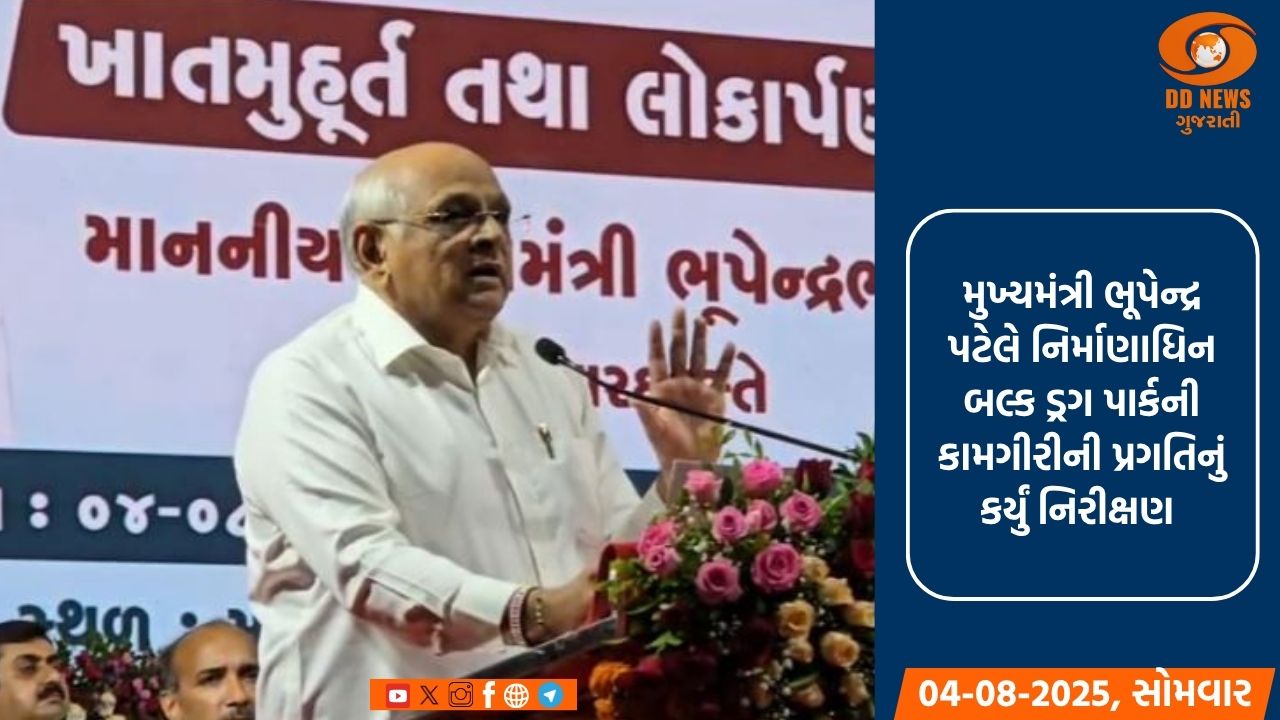 મુખ્યમંત્રી ભૂપેન્દ્ર પટેલે ભરૂચના જંબુસરમાં નિર્માણાધિન બલ્ક ડ્રગ પાર્કની કામગીરીની પ્રગતિનું કર્યું નિરીક્ષણ 