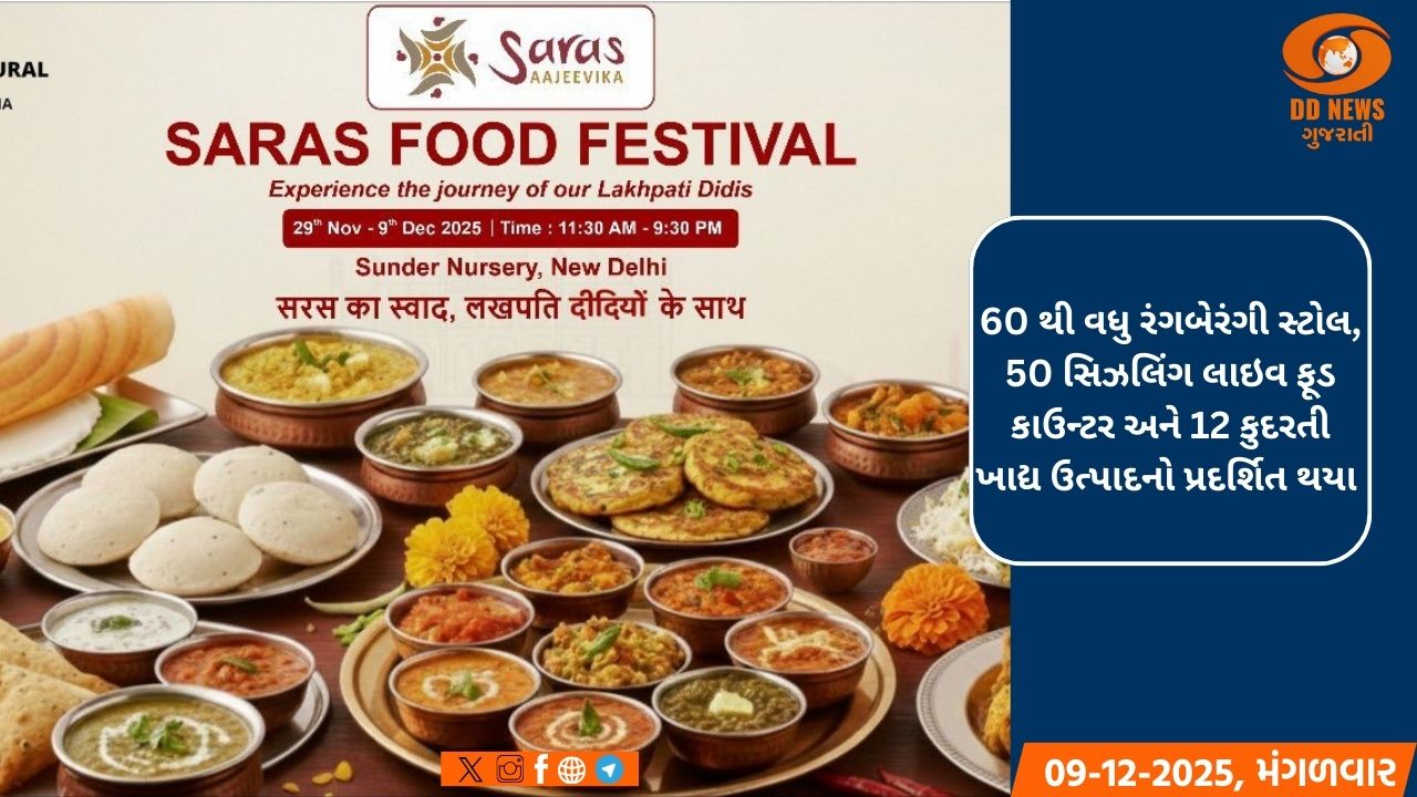 300 લખપતિ દીદીઓ અને સ્વ-સહાય જૂથોની મહિલાઓએ સરસ આજીવિકા ફૂડ ફેસ્ટિવલ 2025માં ભાગ લીધો  