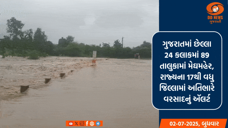 ગુજરાતમાં છેલ્લા 24 કલાકમાં 89 તાલુકામાં મેઘમહેર, સૌથી વધુ કપરાડામાં 4.17 ઈંચ, 21 ડેમ હાઈ ઍલર્ટ પર