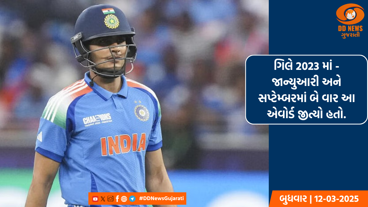  ફેબ્રુઆરી માટે ICC મેન્સ પ્લેયર ઓફ ધ મન્થ તરીકે શુભમન ગિલ જાહેર