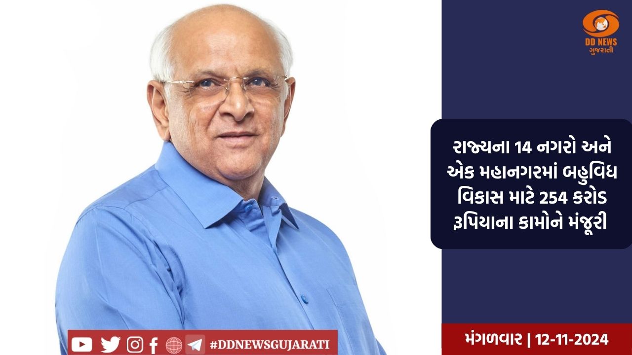 રાજ્યના 14 નગરો અને એક મહાનગરમાં બહુવિધ વિકાસ માટે 254 કરોડ રૂપિયાના કામોને મંજૂરી 