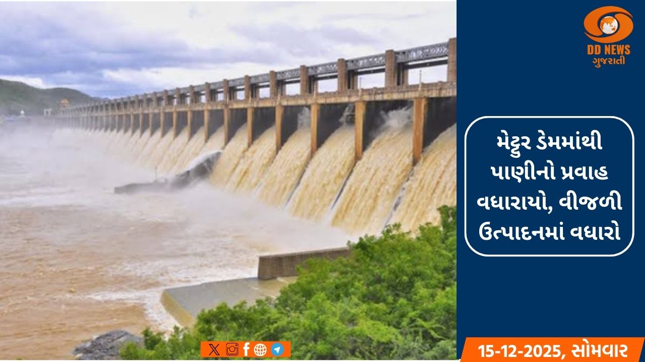 મેટ્ટુર ડેમમાંથી પાણીનો પ્રવાહ વધારાયો, વીજળી ઉત્પાદનમાં વધારો