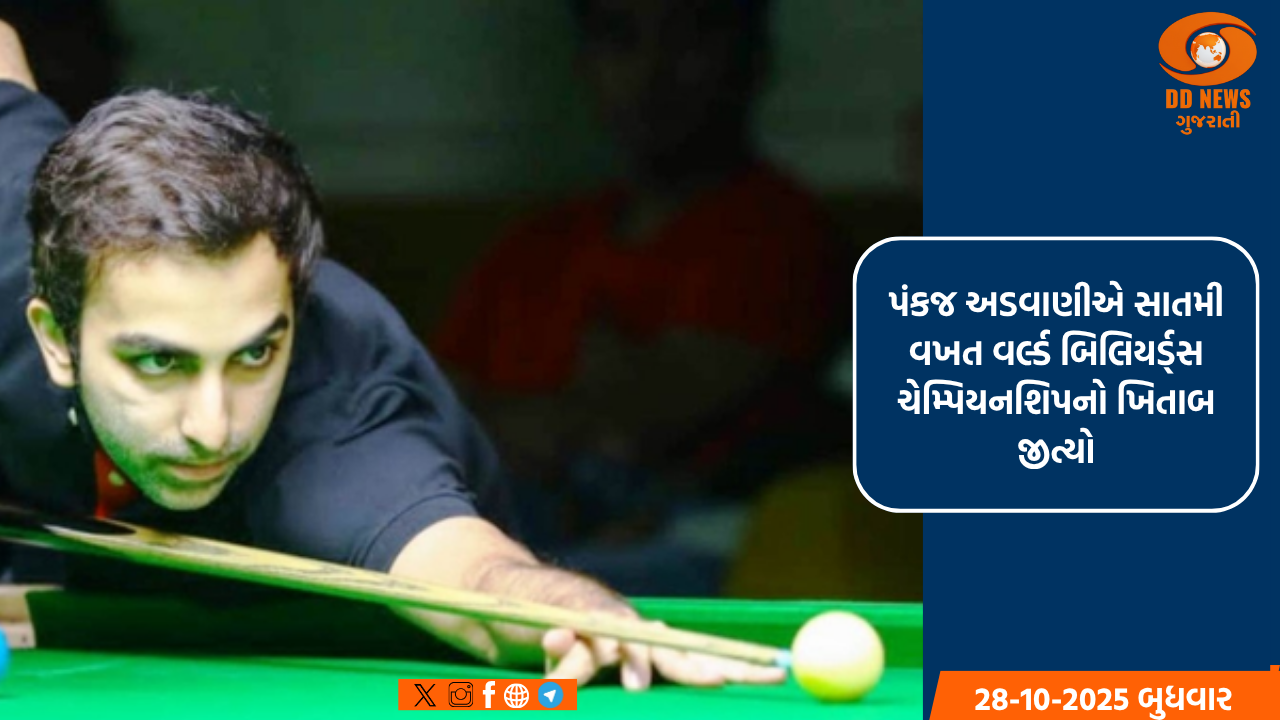 પંકજ અડવાણીએ સાતમી વખત વર્લ્ડ બિલિયર્ડ્સ ચેમ્પિયનશિપનો ખિતાબ જીત્યો