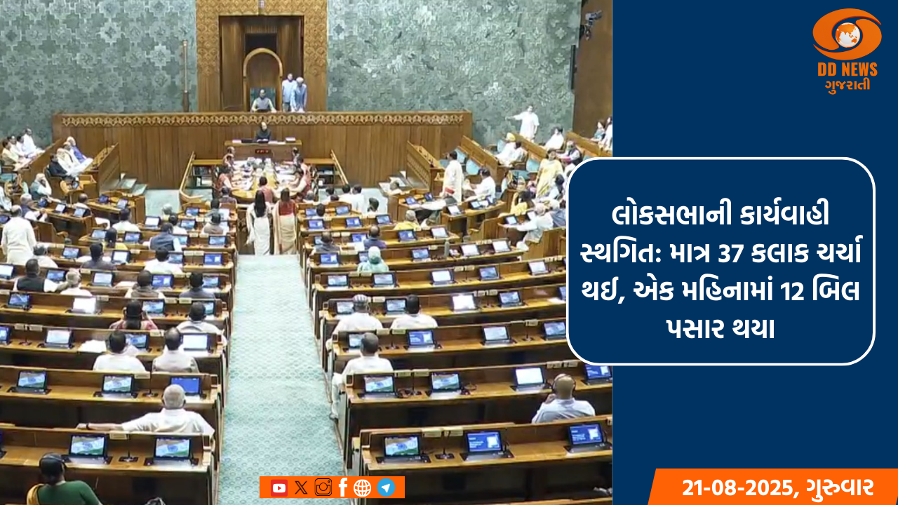 લોકસભાની કાર્યવાહી સ્થગિત: માત્ર 37 કલાક ચર્ચા થઈ, એક મહિનામાં 12 બિલ પસાર થયા